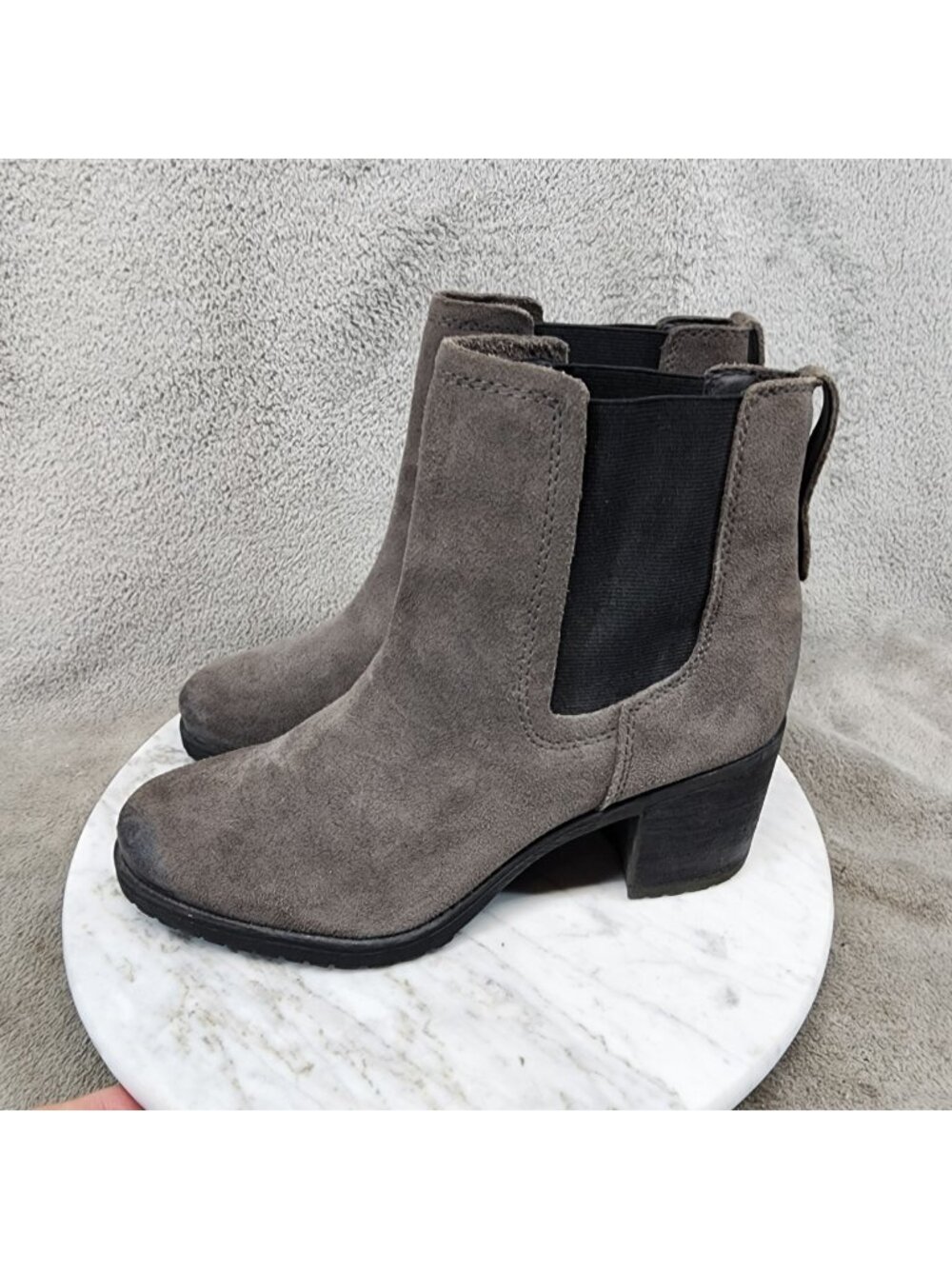 Sam Edelman Shoes Womens Size 7 Gray Suede Chelsea Ankle Boots *Read*